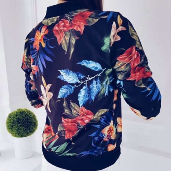 Blue floral bomber jacket - Picture 3 of 5